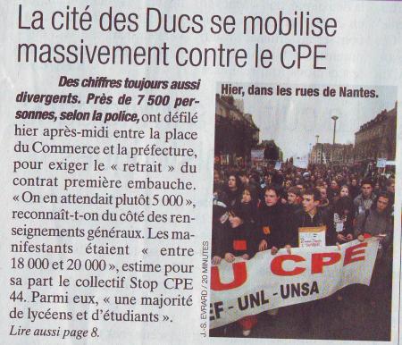 8 FEV NANT # La cité Ducs se mobilise massivement contre le CPE